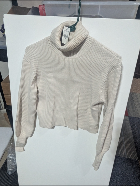 Express Sweaters - Express Cream Ribbed Turtleneck Sweater